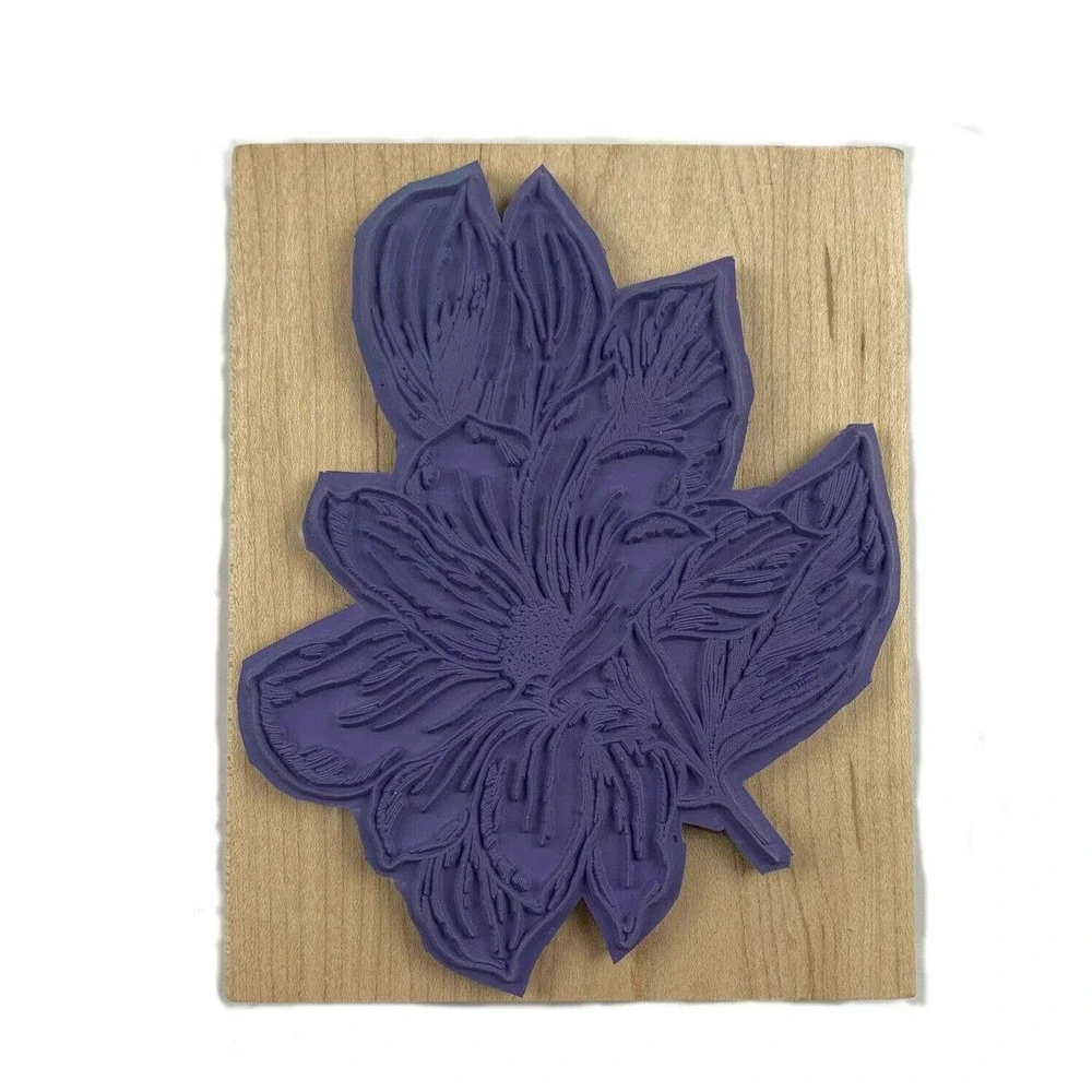 STAMPIN UP From The Garden Large Magnolia Flower Wood Mounted Rubber Stamp 5x6